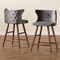 Baxton Studio Sagira Modern Grey Velvet Fabric and Walnut Brown Finished Wood 2-PC Counter Stool Set 186-11681-Zoro - alternate 4